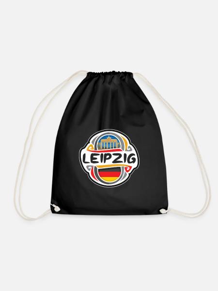 Leipzig Deutschland Flaggenabzeichen Reise Souvenir Briefmarke - Turnbeutel - Schwarz