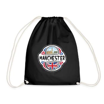 Manchester UK Vereinigtes Königreich Flagge Reisesouvenir - Turnbeutel - Schwarz - Vorne