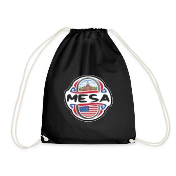 Mesa USA United States Flag Travel Souvenir Badge - Drawstring Bag - black - Front