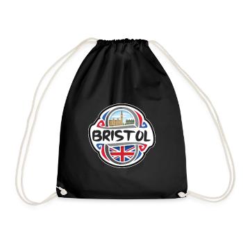 Bristol UK United Kingdom Flag Travel Souvenir Bad - Drawstring Bag - black - Front