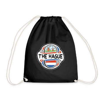 The Hague Netherlands Flag Travel Souvenir Badge S - Drawstring Bag - black - Front