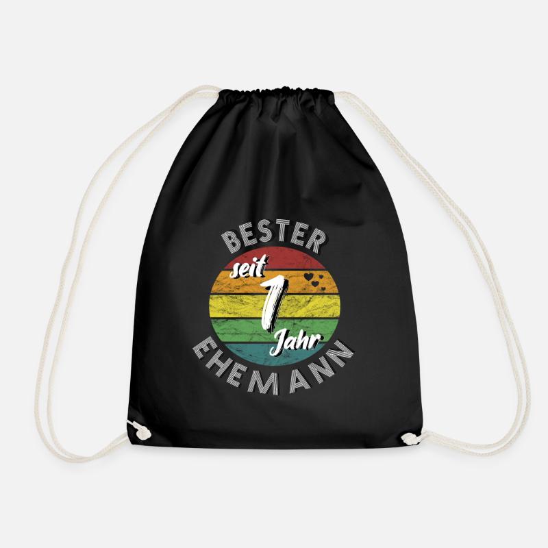 bester Ehemann seit 1 Jahr 1. Hochzeitstag retro - Turnbeutel - Schwarz