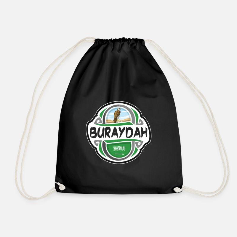 Buraydah Saudi-Arabien Flagge Reise Souvenir Abzeichen S - Turnbeutel - Schwarz
