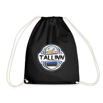 Tallinn Estonie Drapeau Badge Voyage Souvenir Timbre - Sac de sport léger - noir - Devant