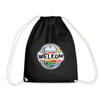 Welkom Südafrika Flagge Reise Souvenir Abzeichen Sta - Turnbeutel - Schwarz - Vorne