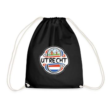 Utrecht Netherlands Flag Travel Souvenir Badge Sta - Drawstring Bag - black - Front