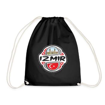 Izmir Türkei Flagge Abzeichen Reise Souvenir Stempel - Turnbeutel - Schwarz - Vorne