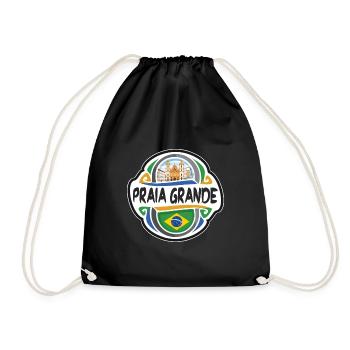 Praia Grande Brasilien Flagge Reise Souvenir Abzeichen Sta - Turnbeutel - Schwarz - Vorne