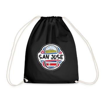 San Jose Costa Rica Flagge Reise Souvenir Abzeichen Sta - Turnbeutel - Schwarz - Vorne