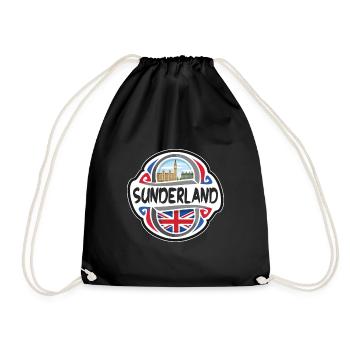 Sunderland UK Vereinigtes Königreich Flagge Reisesouvenir - Turnbeutel - Schwarz - Vorne