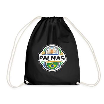 Palmas Brazil Flag Badge Travel Souvenir Stamp - Drawstring Bag - black - Front