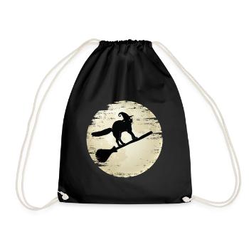 Chat d'Halloween sur son Balai de Sorcière - Sac de sport léger - noir - Devant