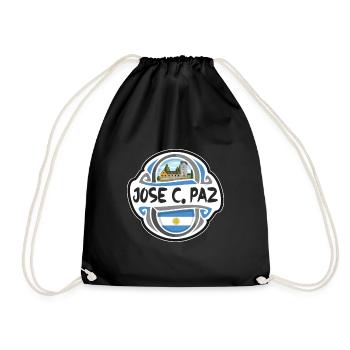 Jose C. Paz Argentina Flag Travel Souvenir Badge S - Drawstring Bag - black - Front
