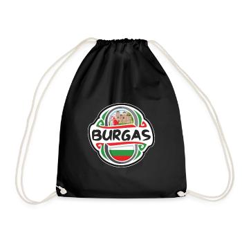 Burgas Bulgaria Flag Badge Travel Souvenir Stamp - Drawstring Bag - black - Front
