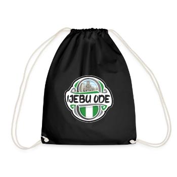 Ijebu Ode Nigeria Flag Badge Travel Souvenir Stamp - Drawstring Bag - black - Front