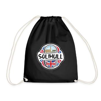 Solihull UK United Kingdom Flag Travel Souvenir Ba - Drawstring Bag - black - Front