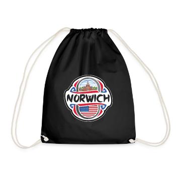 Norwich USA United States Flag Travel Souvenir Bad - Drawstring Bag - black - Front
