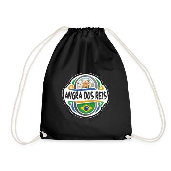 Angra dos Reis Brazil Flag Travel Souvenir Badge S - Drawstring Bag - black - Front