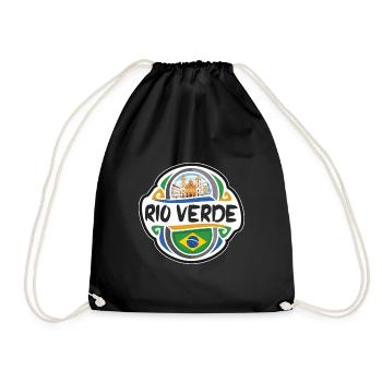 Rio Verde Brésil Drapeau Badge Voyage Souvenir Timbre - Sac de sport léger - noir - Devant