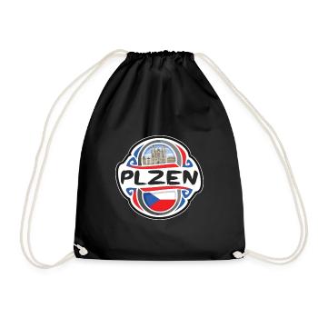 Plzen Tschechien Flagge Abzeichen Reise Souvenir Briefmarke - Turnbeutel - Schwarz - Vorne