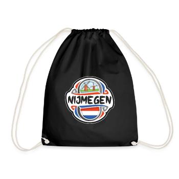 Nijmegen Netherlands Flag Travel Souvenir Badge St - Drawstring Bag - black - Front