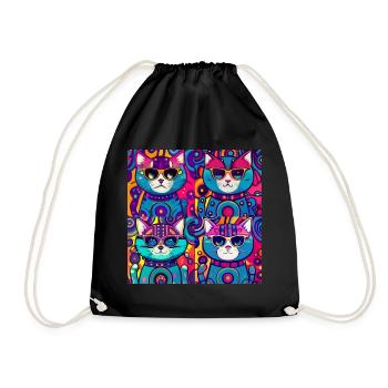 cute cool cats with glasses - Turnbeutel - Schwarz - Vorne