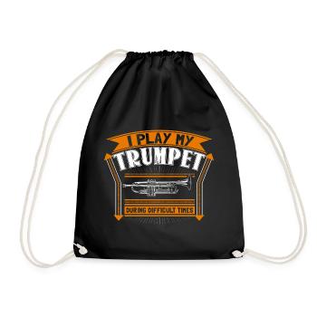 Trompete Trompeter Konzert Geschenkidee - Turnbeutel - Schwarz - Vorne