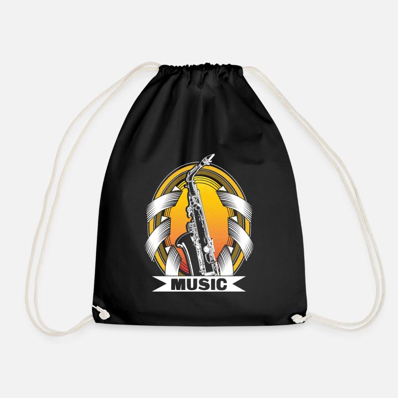 Saxophone Blues Concert Gift Idea - Drawstring Bag - black