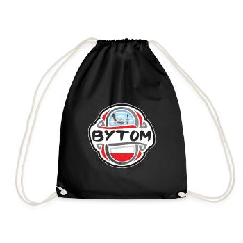 Bytom Poland Flag Badge Travel Souvenir Stamp - Drawstring Bag - black - Front