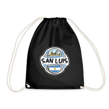 San Luis Argentina Flag Travel Souvenir Badge Stam - Drawstring Bag - black - Front