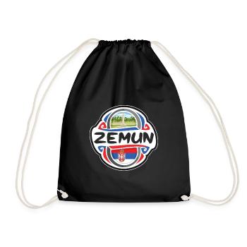 Zemun Serbien Flagge Abzeichen Reise Souvenir Briefmarke - Turnbeutel - Schwarz - Vorne