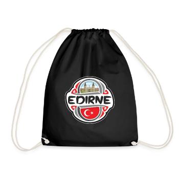 Edirne Türkei Flagge Abzeichen Reise Souvenir Stempel - Turnbeutel - Schwarz - Vorne