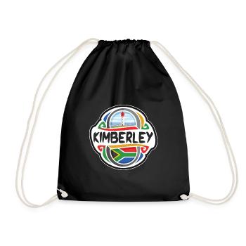 Kimberley South Africa Flag Travel Souvenir Badge - Drawstring Bag - black - Front