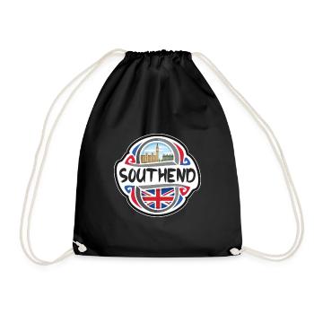 Southend UK United Kingdom Flag Travel Souvenir Ba - Drawstring Bag - black - Front