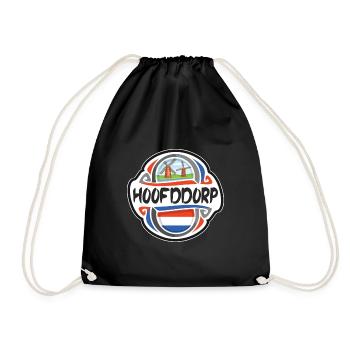 Hoofddorp Netherlands Flag Travel Souvenir Badge S - Drawstring Bag - black - Front