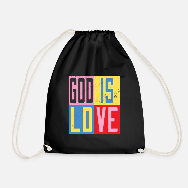 God is love - Drawstring Bag - black