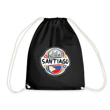 Santiago Philippines Flag Travel Souvenir Badge St - Drawstring Bag - black - Front
