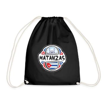 Matanzas Cuba Flag Badge Travel Souvenir Stamp - Drawstring Bag - black - Front