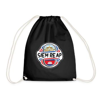 Siem Reap Cambodge Drapeau Voyage Souvenir Badge Stam - Sac de sport léger - noir - Devant