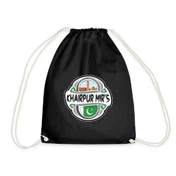 Khairpur Mir's Pakistan Flag Travel Souvenir Badge - Drawstring Bag - black - Front