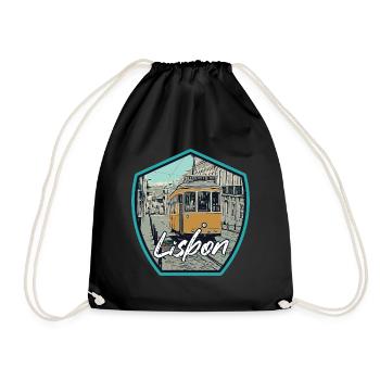 Lisbonne, belle ville du Portugal avec tramway - Sac de sport léger - noir - Devant