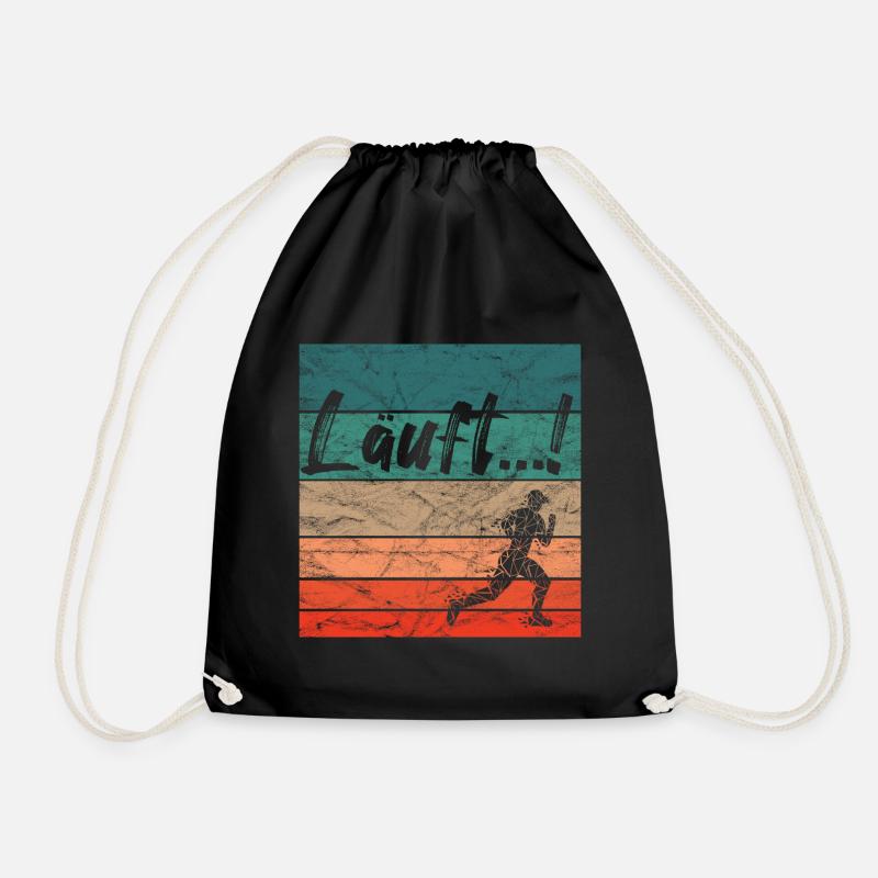 Läuft Jogging Spruch Optimist retro vintage - Turnbeutel - Schwarz
