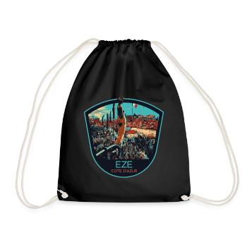 Original illustration village of Èze, Côte d'Azur - Drawstring Bag - black - Front