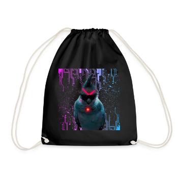 Cyber Cockatiel Neon Bloom - Drawstring Bag - black - Front