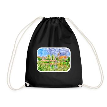 Allemagne Aquarelle Esquisse Dessinée à la main Illustration - Sac de sport léger - noir - Devant
