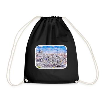 Spain Watercolor Sketch Hand Drawn Illustration - Drawstring Bag - black - Front