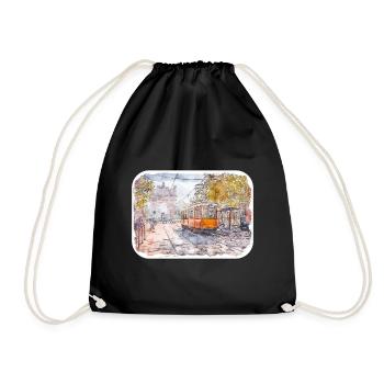 Milan Italy Watercolor Sketch Drawn Illustration - Drawstring Bag - black - Front