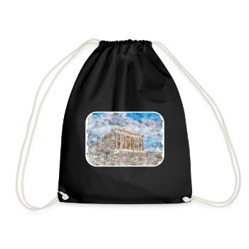 Athènes Grèce Aquarelle Sketch Illustration - Sac de sport léger - noir - Devant
