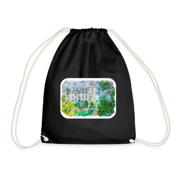Italy Watercolor Sketch Hand Drawn Illustration - Drawstring Bag - black - Front