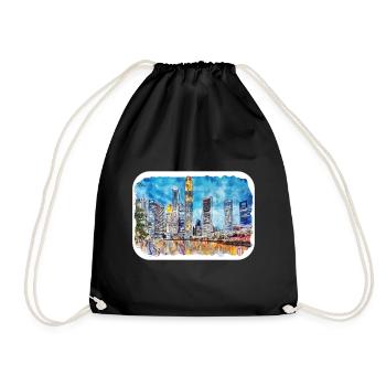 Singapour Croquis à l’aquarelle Peinture dessinée à la main - Sac de sport léger - noir - Devant
